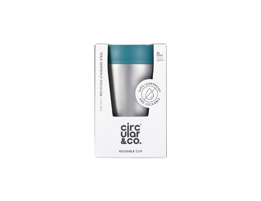 Koffiebeker - RVS - Grijs/Groen - 227 ml