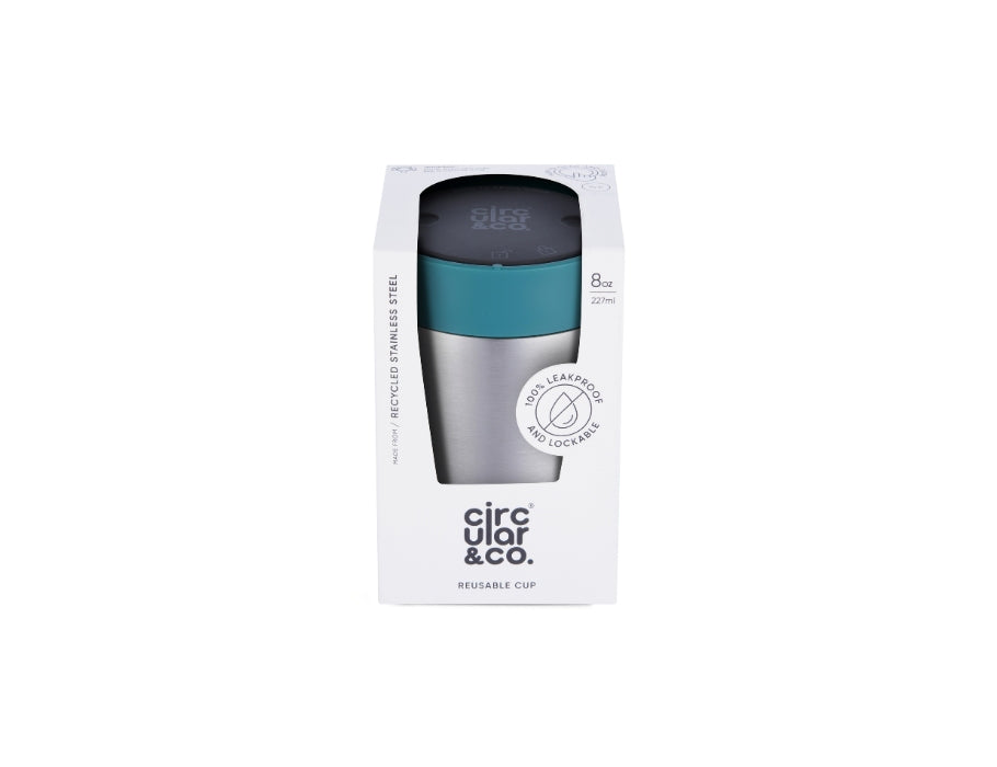 Koffiebeker - RVS - Grijs/Groen - 227 ml