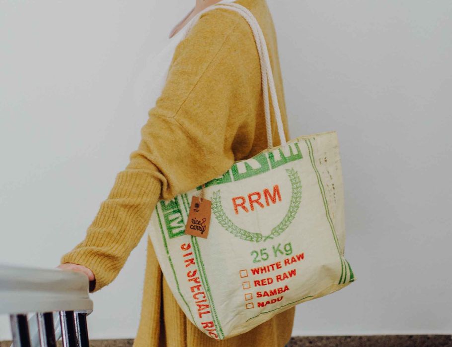 Beach Bag - Upcycled Rice Bag