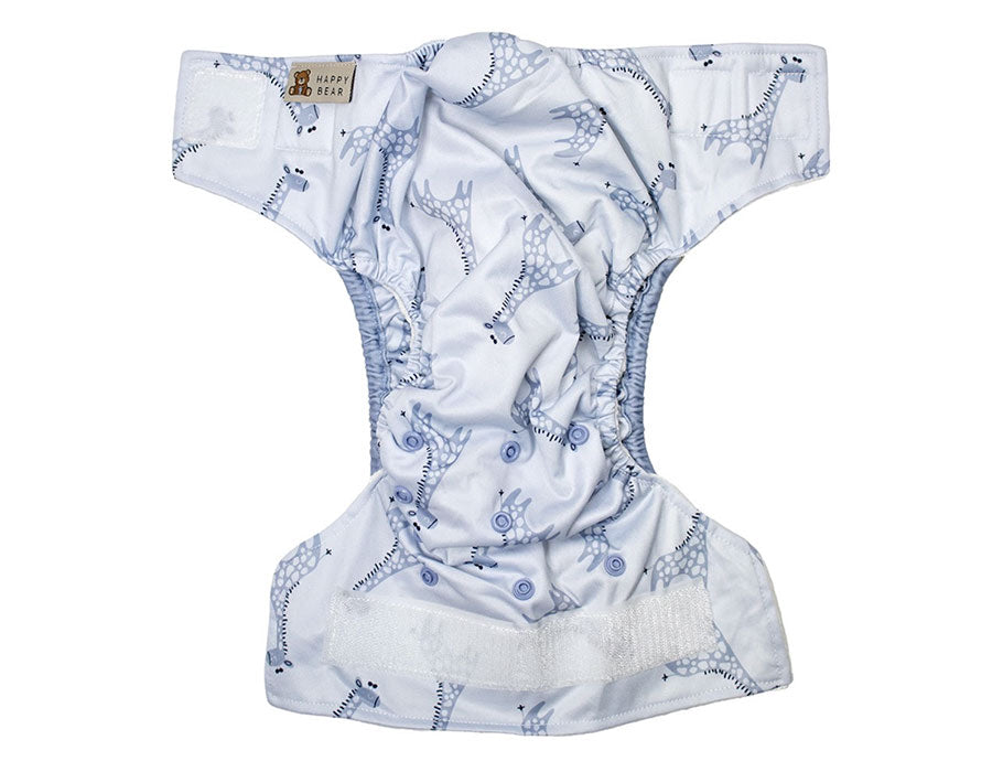 HappyBear Wasbare Luier - All-in-One - Blue Giraffe