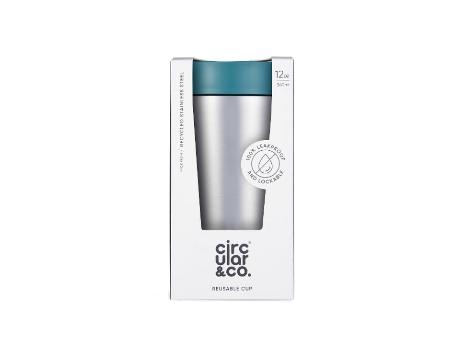 Koffiebeker - RVS - Grijs/Groen - 340 ml