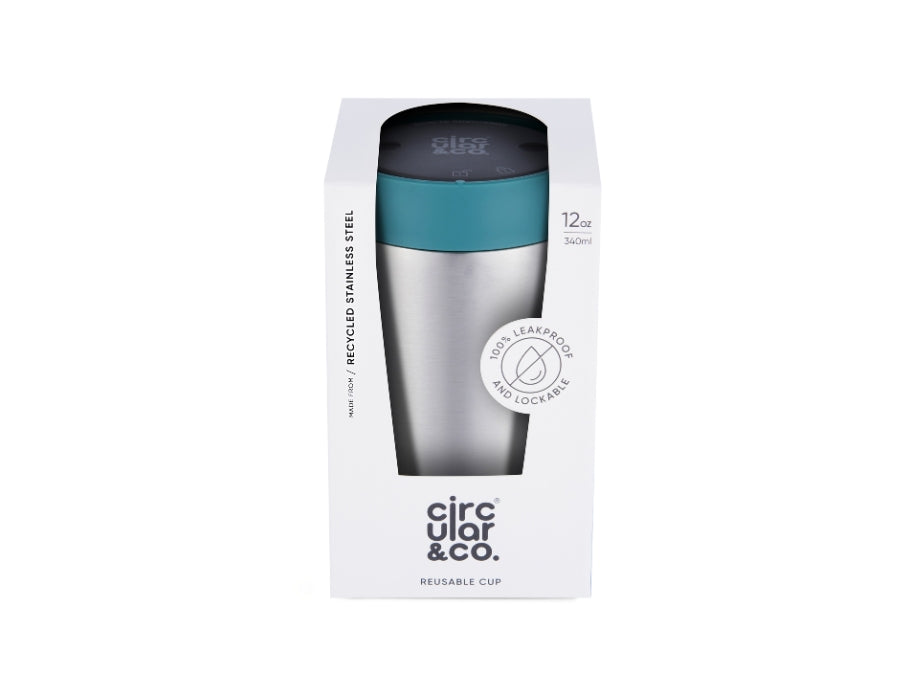 Koffiebeker - RVS - Grijs/Groen - 340 ml