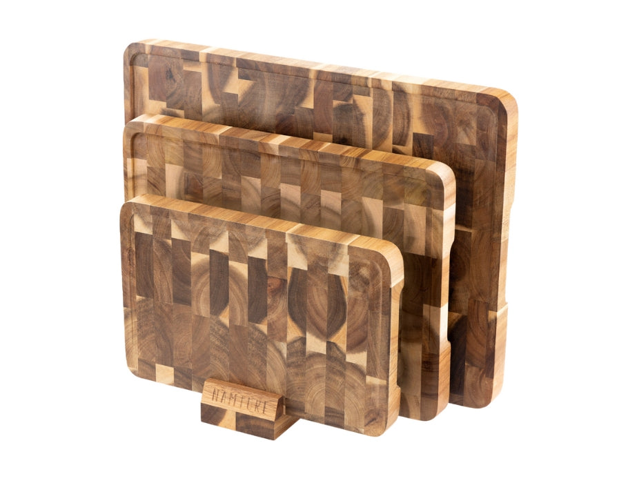 Namture - Giftset met 3 snijplanken en houder van acaciahout