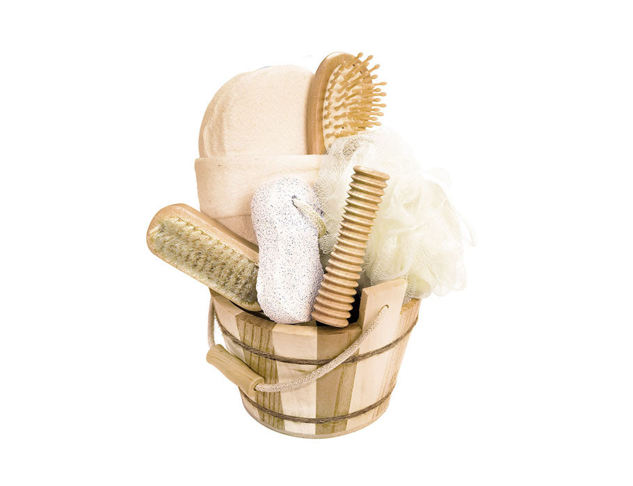 Cadeau set 7 delig - Wellness - houten emmer