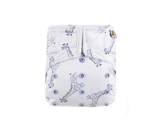 HappyBear Wasbare Luier - All-in-One - Blue Giraffe