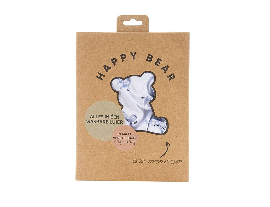 HappyBear Wasbare Luier - All-in-One - Blue Giraffe
